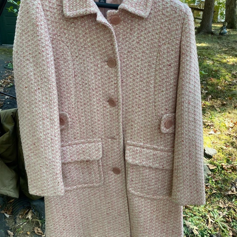 Larry Levine Pink Tweed Pea Coat